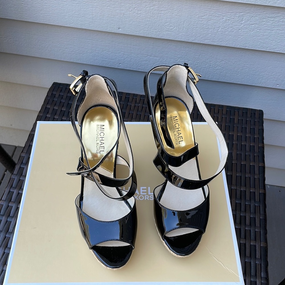 Michael Kors Black Patent Sandals